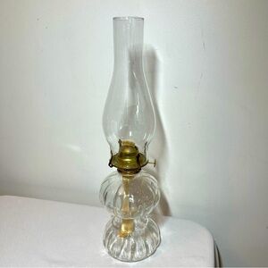 Vintage Oil Lamp, Wick, Antique, Glass, Hurricane. Glass Chimney. Unique!